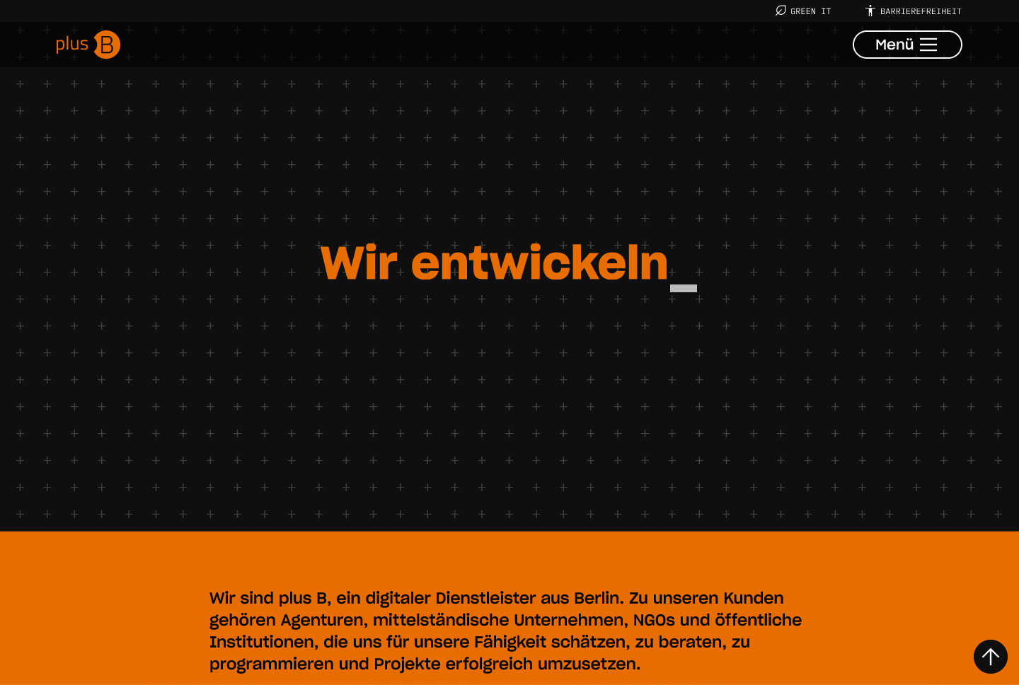 Animated hero on the landing page